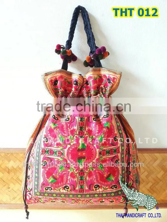 Extra Thai Embroidered HMONG Hill Tribe Tote Bag XL