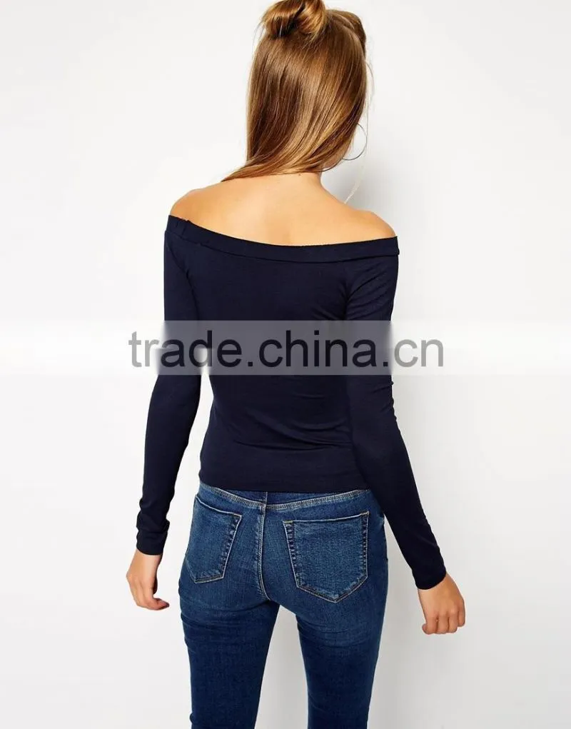 Top with Bardot Neckline and Long Sleeves China products