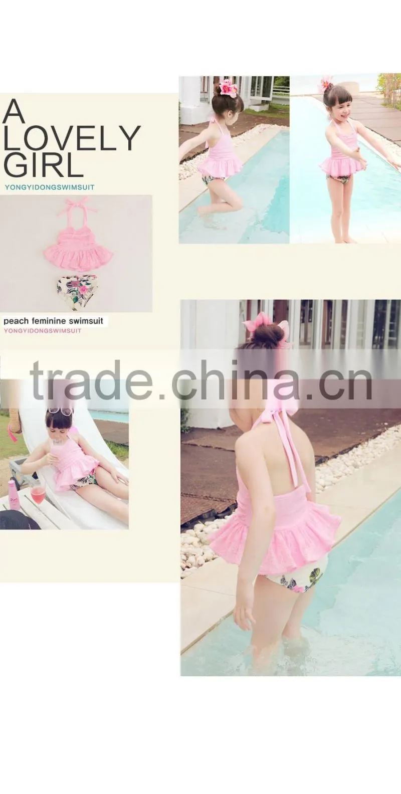 The new children wimwear children division halter princess dress bikini beach swimsuit