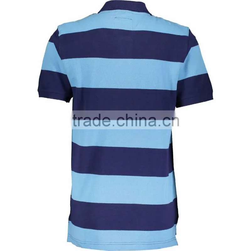 Custom Made Services Men Navy & Sky Blue Fitted Polo Shirt