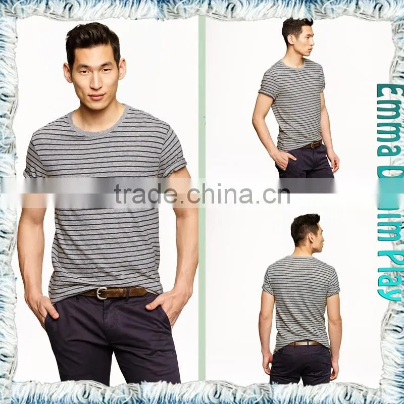 Mens Plain Striped Quality Cotton O-Neck T-Shirts