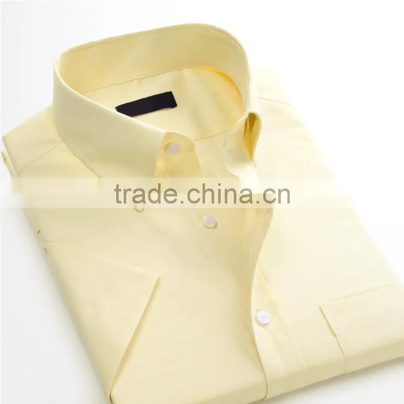 Mens Cotton CVC TC White yellow short sleeve Oxford Shirt
