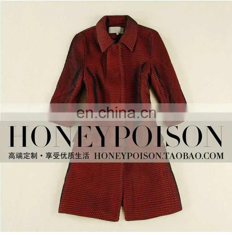 2014 european style polo collar three quarter sleeve ladies net dress