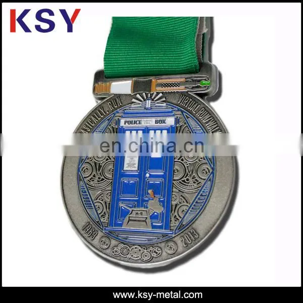 Soft enamel cheap custom medals Medals with green ribbon