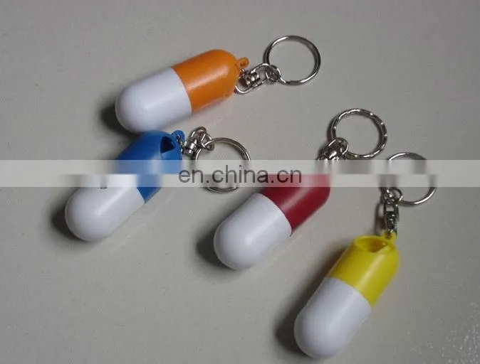 Portable Capsule Style Medicine Bottle Pill Box Keychain