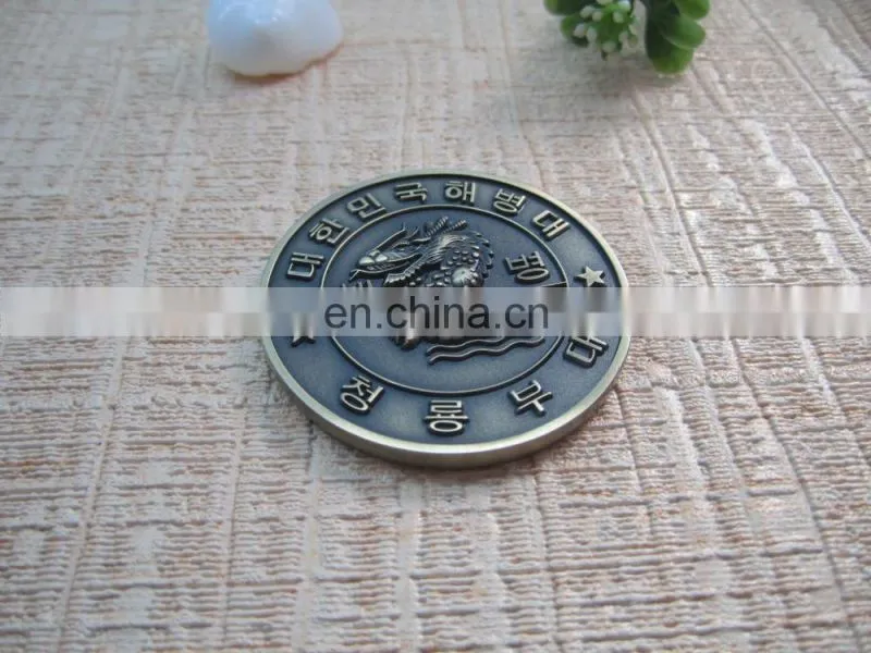 Antique silver with dragon logo custom made silver coins