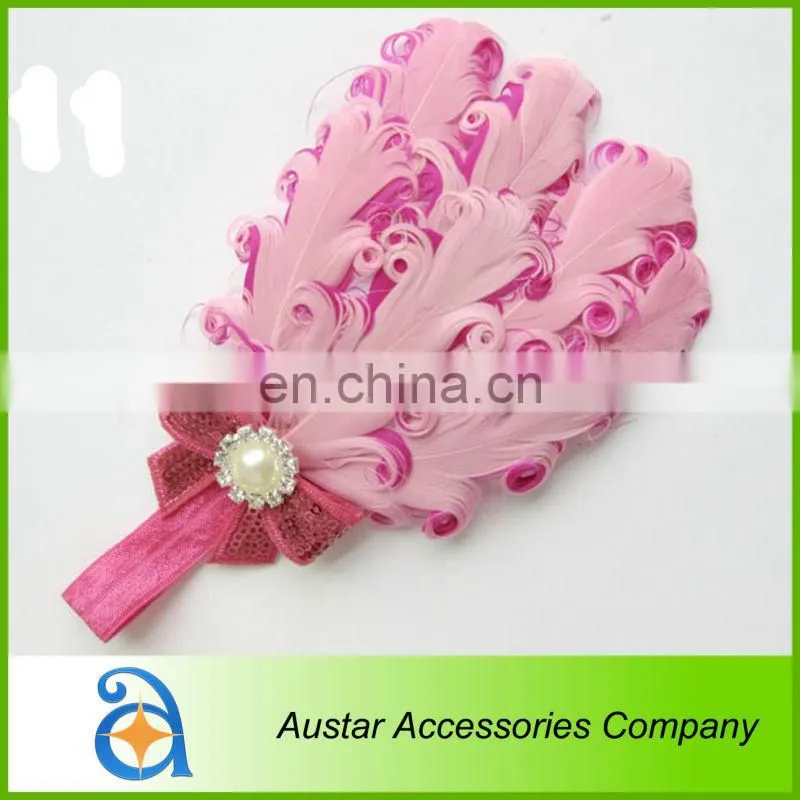 Wholesale Feather Headband hairband Baby Girls flowers headbands