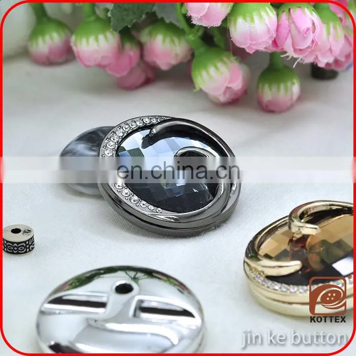 2017 Year Jewelry Crystal Rhinestone High Fashion Gunmetal Or Gold Plating Color Big Metal Alloy Button Has Down Hole, For Woman