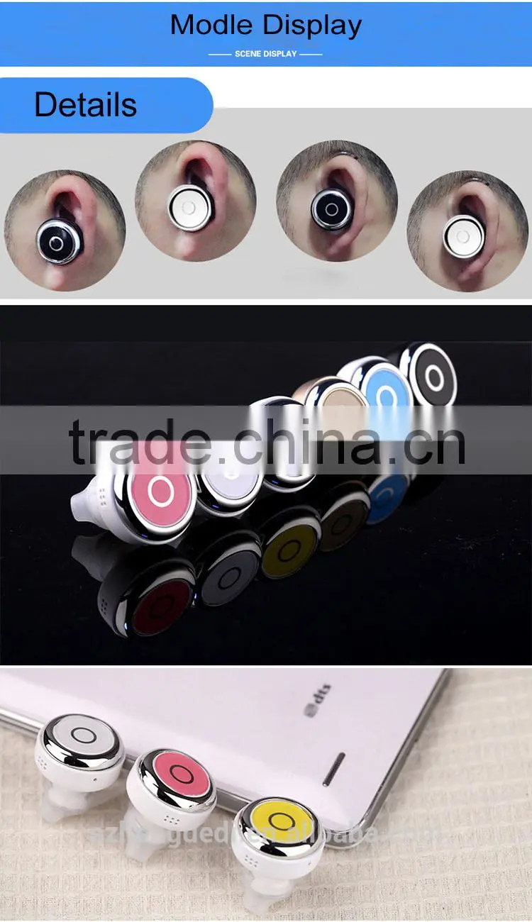 Hot sale !!! Wireless Bluetooth Earphone / Stereo Mini Wireless Invisible Bluetooth Earphone Headset for Mobile Phone