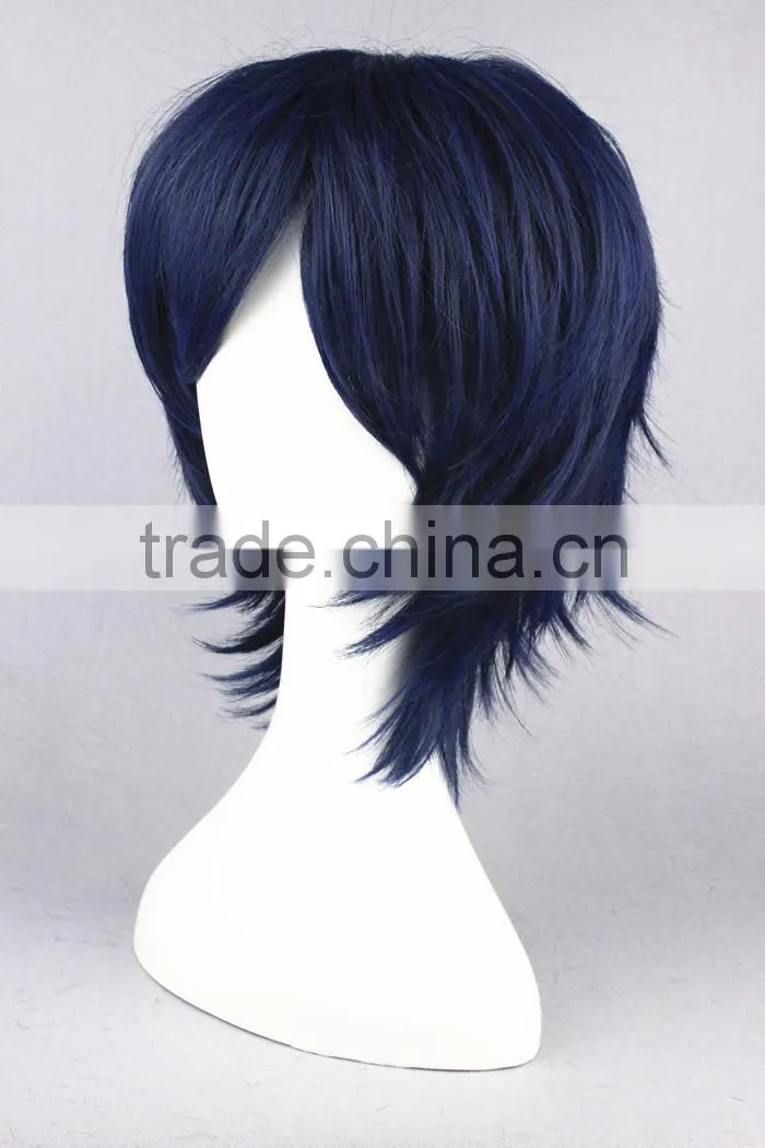 High Quality 35cm Short Straight Shugo Chara Wig Yoru Dark Blue Synthetic Anime Wig Cosplay Costume Hair Wig Party Wig