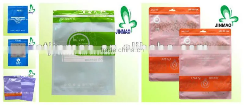 Clothing packaging bag with one side clear and foil inside