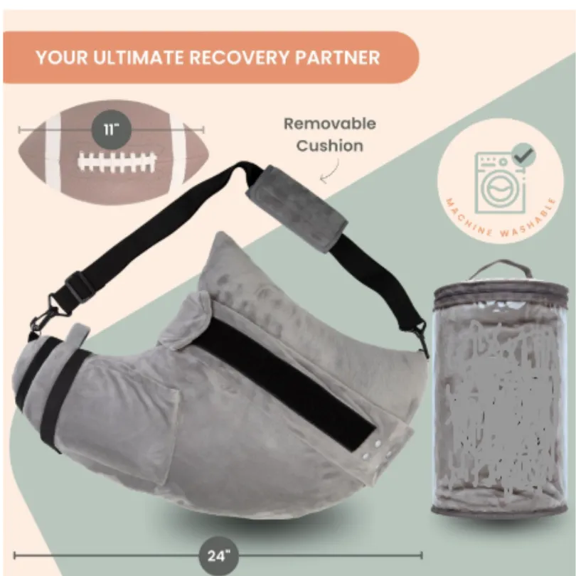 Post Shoulder Surgery Pillow for Sleeping – Left/Right Arm Support with Adjustable Straps & Custom