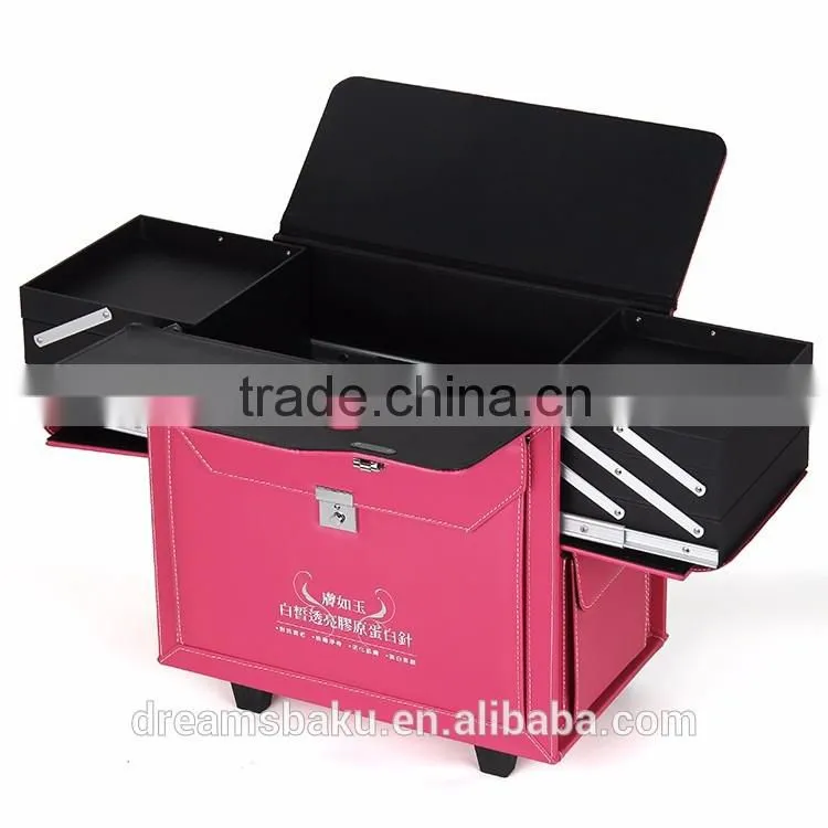 2016 Guangzhou Factory Professional Make Up Cosmetic Beautiful Trolley Case