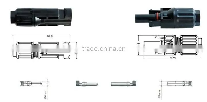 MC4 Amorphous solar panel connector,Male and Female Plug,Waterproof connectors,PV connector, TUV certification