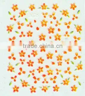 orange yellow flower wedding nail stickers