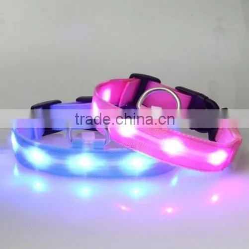 NEW Dog Personalized LED Light Nylon Pet Flashing Glow Nylon Collar Blue