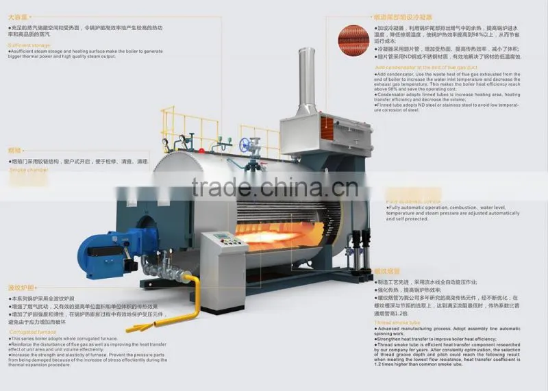 Condensing gas fired steam boiler
