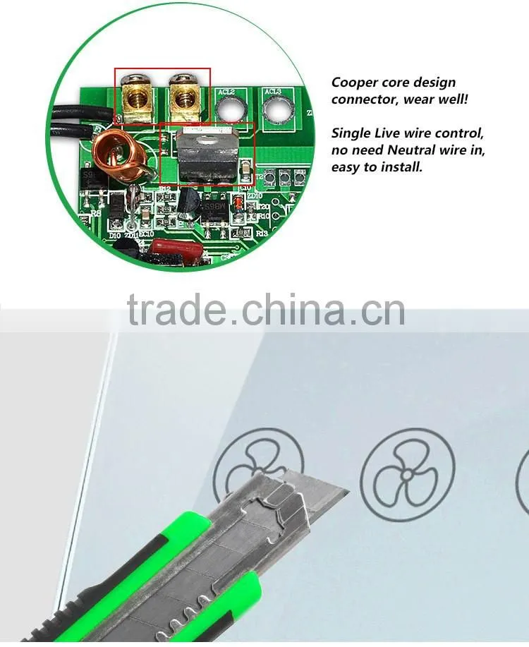 US/AUS Type Crystal Touch Fan Switch & Wall Touch Switch for Fan