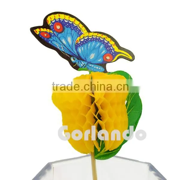 100mm Honeycomb peacock design party cocktail decorative pick for food