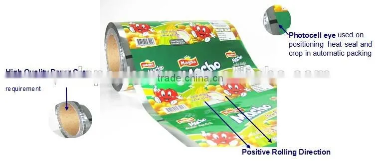 plastic film roll for water sachet 500ml/pure water plastic packaging/450ml juice packaging bag