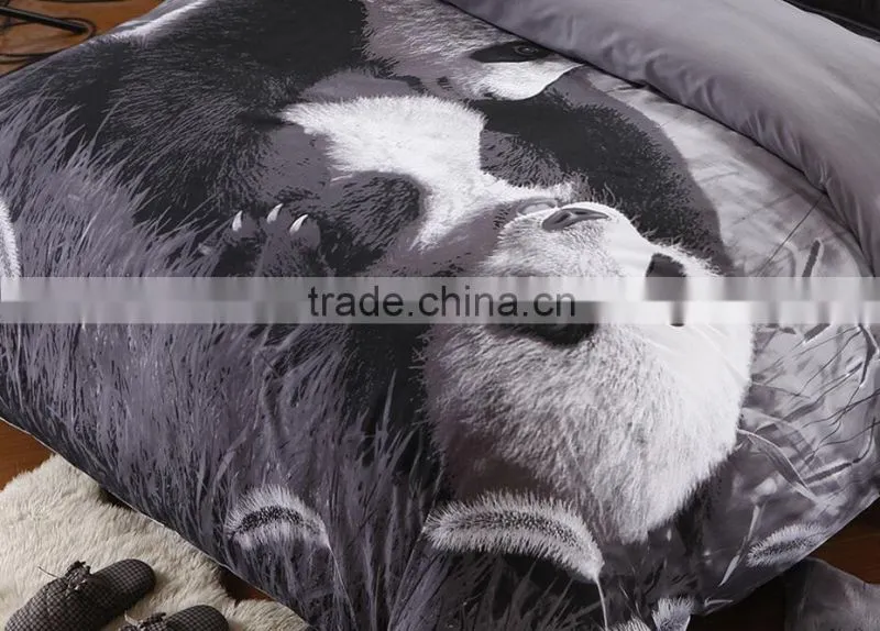 2016 fashion 3D panda 100% natural cotton bed cover set
