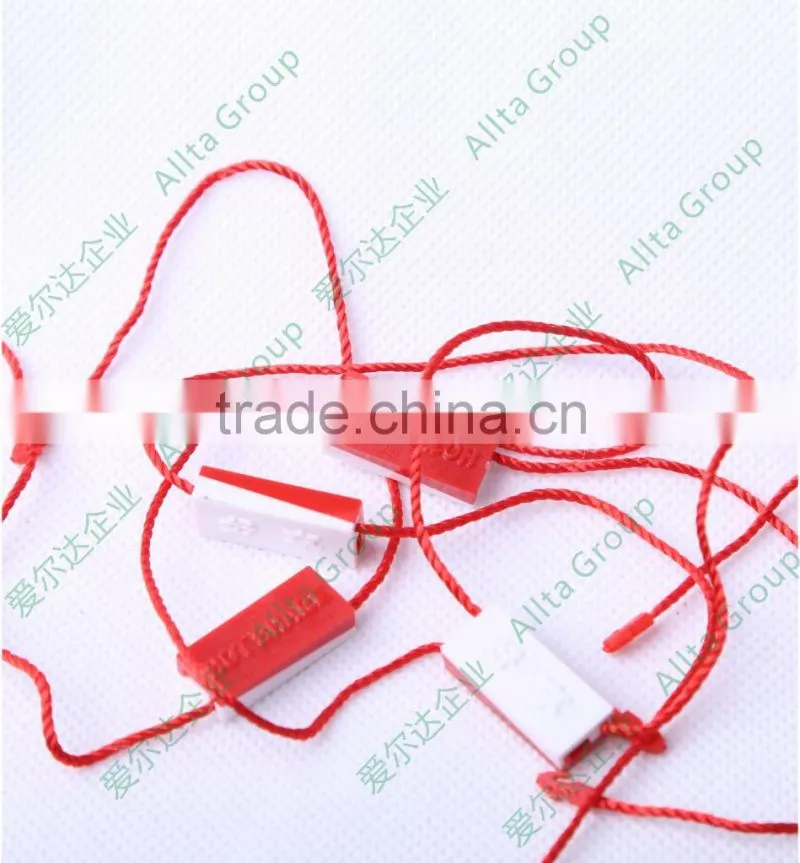 Custom Cheap Plastic Embossed Seal Tag With Polyester String