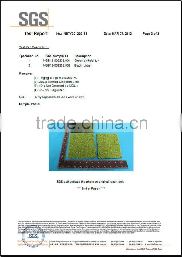 Artificial grass for soccer field and football