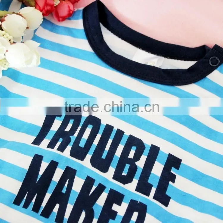 baby boys clothes factory baby summer striped bodysuit with chest prints letter