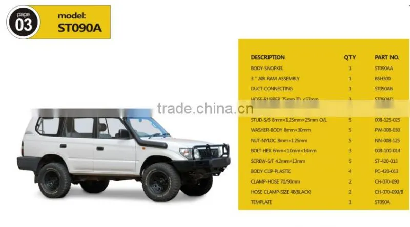 TOYOTA Landcruiser Prado 90 Series Snorkel Kit Petrol 1997-2002 VZJ95R 3.4L