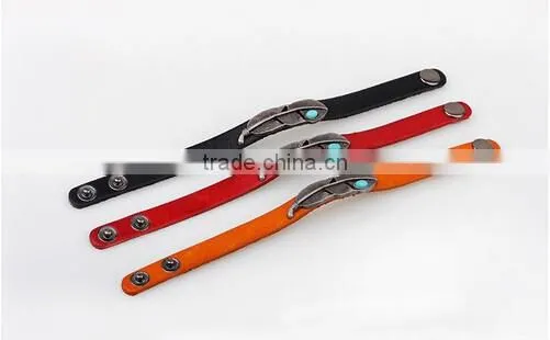 Factory top selling wholesale feather leather bracelet jewelry/