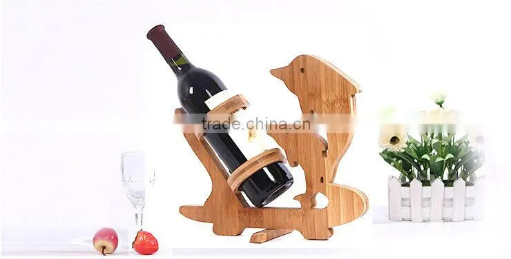 Small kitchen accessary bamboo wine shelves for single wine bottle