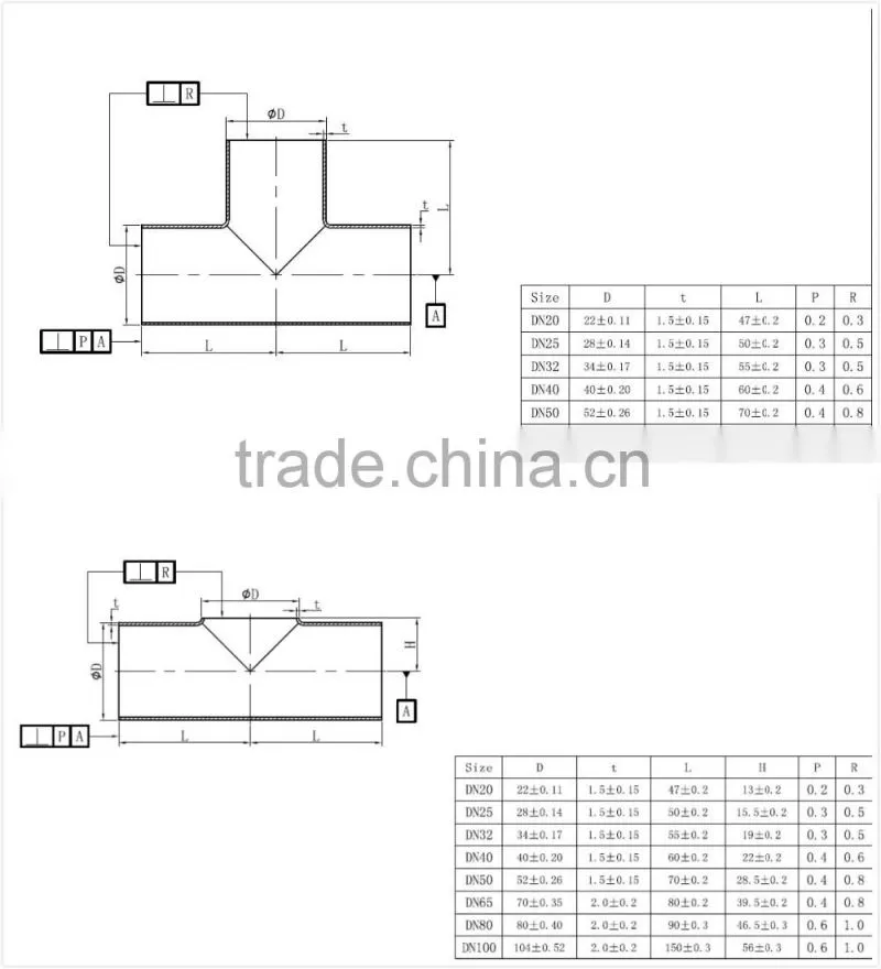 Stainless steel pipe fitting sanitary clamp tee