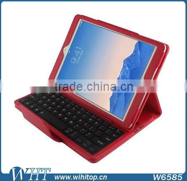 Litchi Pattern PU Leather Flip Stand Case Silicon Keyboard Cover for iPad Air 2