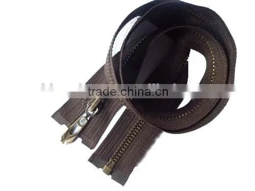 5# metal aluminum zipper plated bronze teeth zipper open end zipper with fancy slider coate zipper