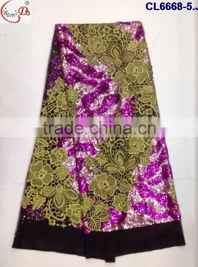 CL6668 New design good price sequins lace fabric, french lace for 5 yards