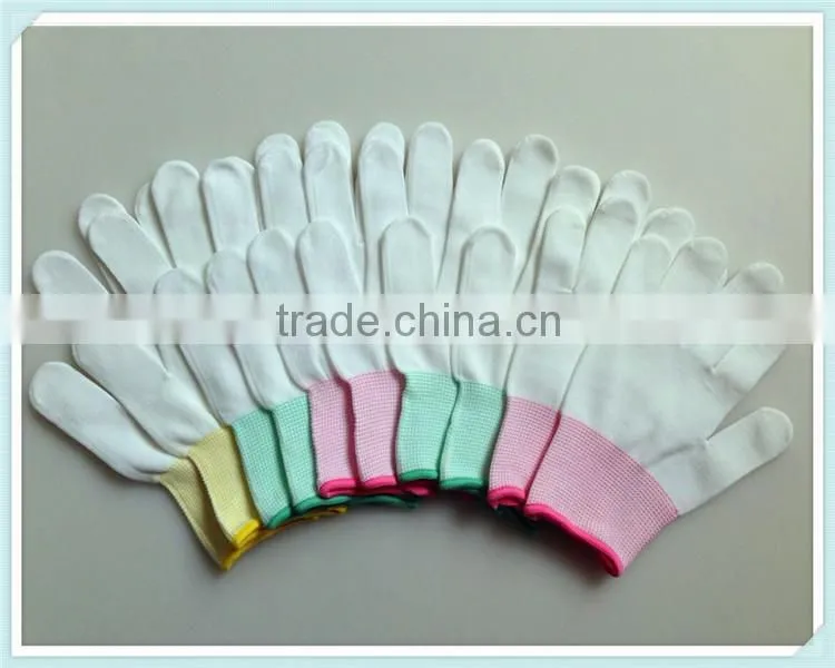 High-tech electronics industry used 13 gauge knitted white Nylon Gloves 4131