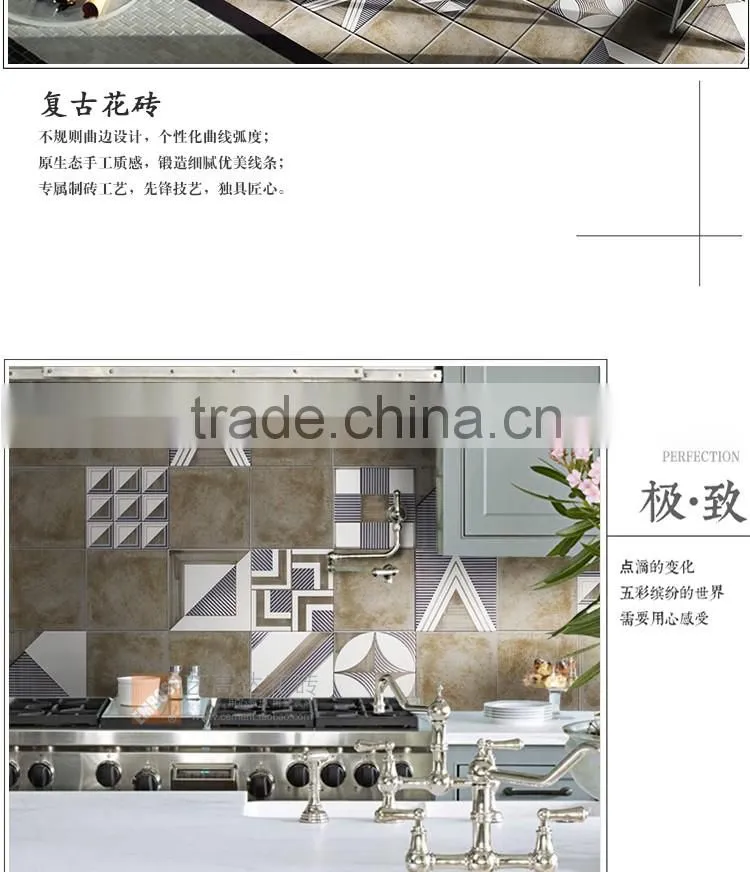 20x20cm porcelain rustic bathroom tile design metal glazed decorative kitchen wall floor tile