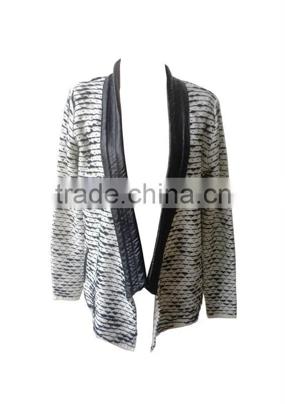 new arrival for 2015 cardigan sweater with leather neck