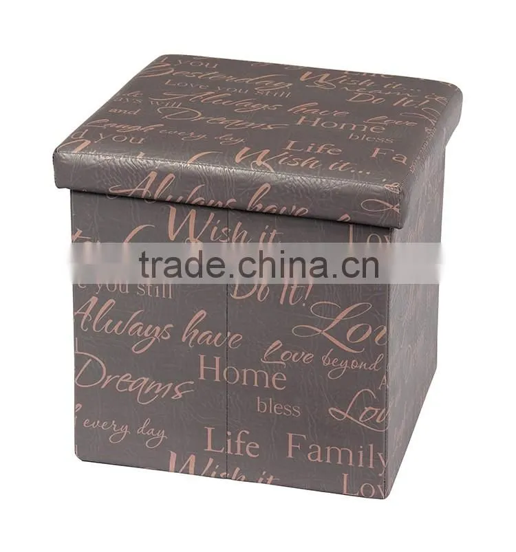 Upholstered Collapsible Storage Ottoman Footrest