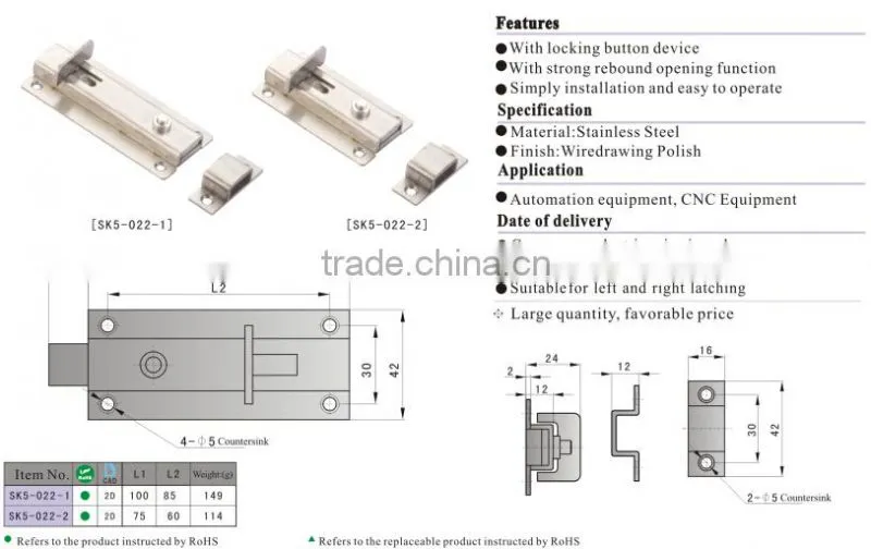 Product Description SK5-022 Stainless Steel Button Cabinet Panel Door Plug Pin