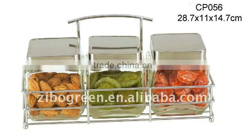 3pcs square ceramic canister white for food (CP015CK)