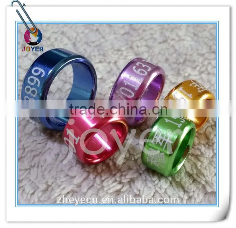 2015 aluminum pigeon birds ring 2mm-22mm available custom with your name and phone lovebird canary birds ring band