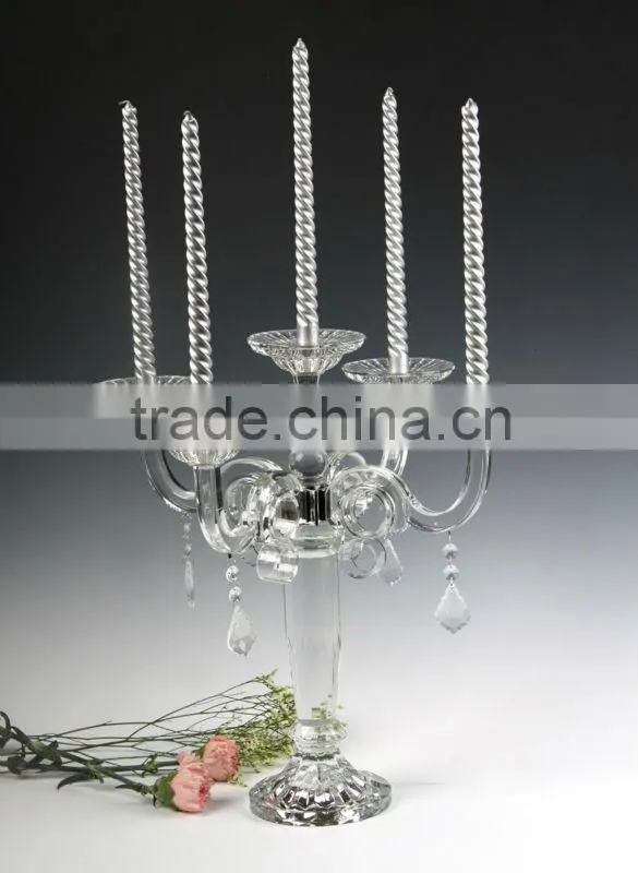 Gorgeous Crystal Doule Pillar Tall Glass Candle Holders / Crystal Candlesticks for wedding