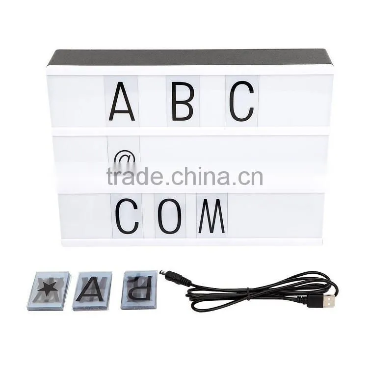 Vintage weddings decoration A4 size cinematic lightbox battery powered cinema customisable light box letters