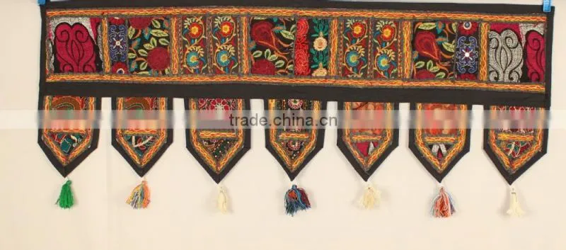 indian Door Hanging, Handmade Window Valance, Vintage Home Decor Embroidery Toran, Bohemian Door Hanging
