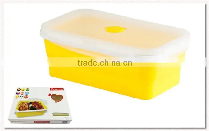 Reusable silicone folding lunch box Silicone Collapsible single Compartment Lunch Container Box silicone folding lunch box