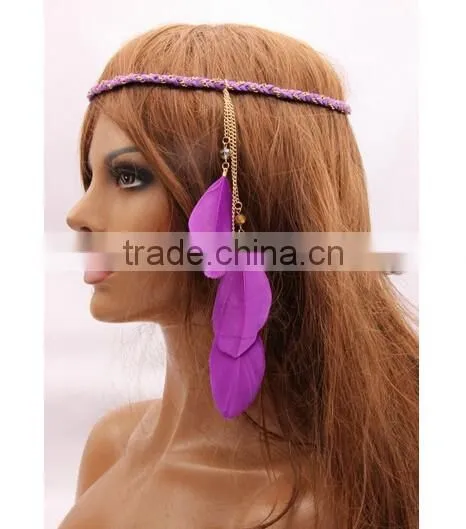 2016 Hot Selling Boho Style Feather Tassels Head Jewelry Hairband