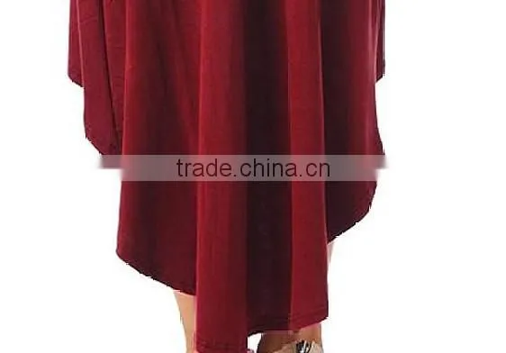 2015 lastest sexy high twist nylon barelegger solid semilune casual dress
