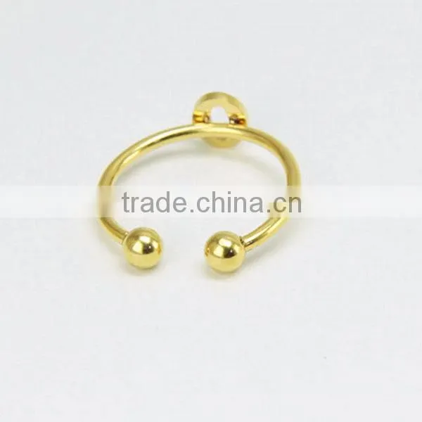 Fashion Stainless steel gold plated Letter alphabet ring with ball