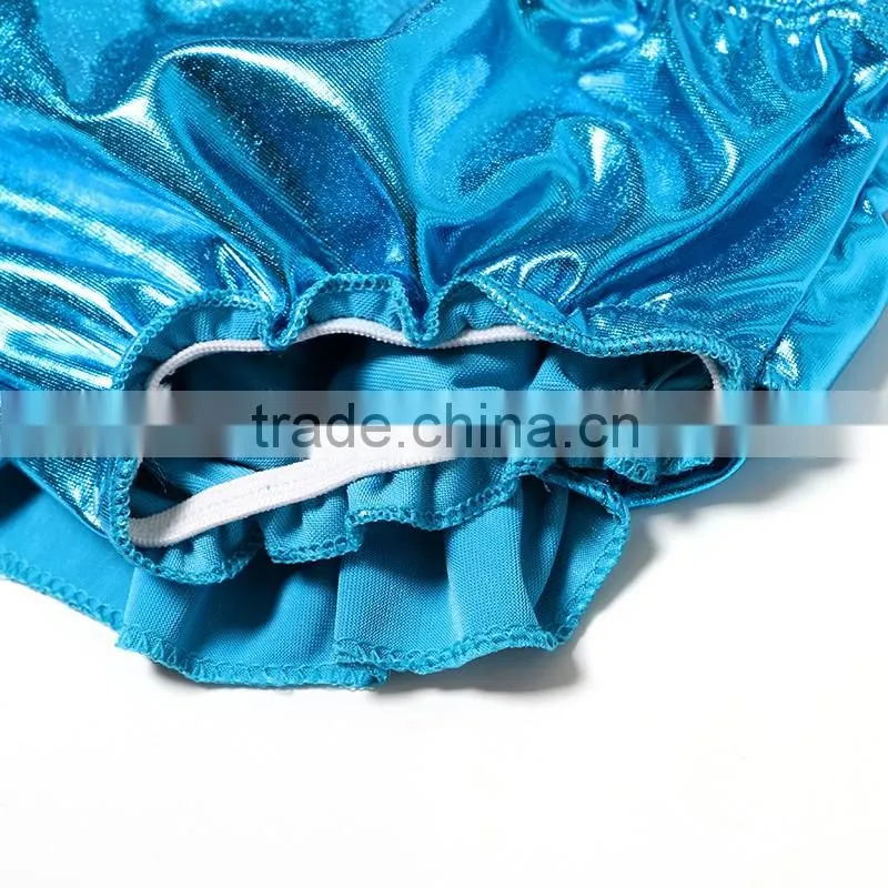 Latest solid metalic colors baby ruffle bloomers wholesale